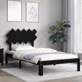 vidaXL Rám postele s čelom čierny 100x200 cm masívne drevo