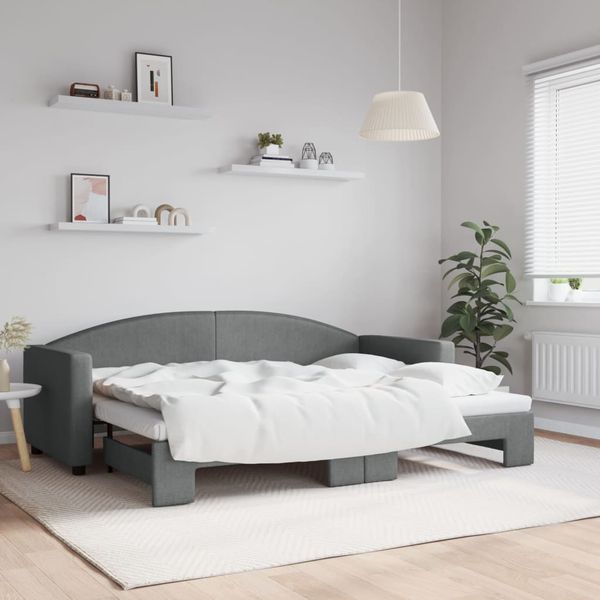 vidaXL Denná posteľ s rozkladacou posteľou tmavosivá 80x200 cm látka