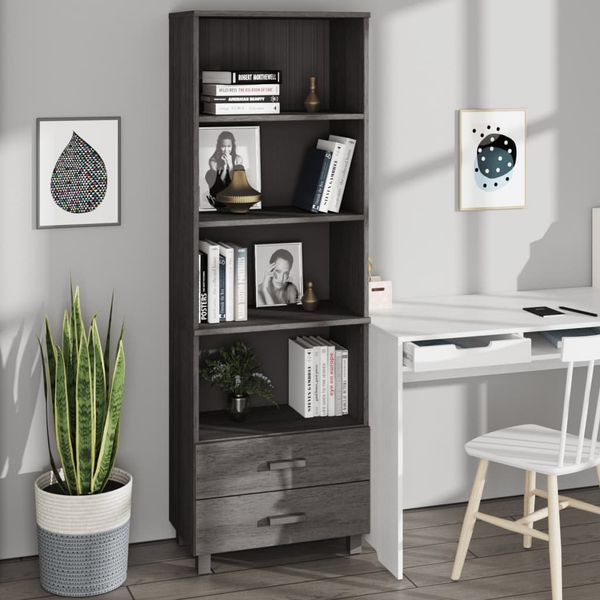 vidaXL Vysoká skrinka HAMAR, svetlosivá 60x35x180 cm, borovica