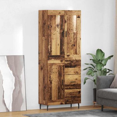 vidaXL Highboard so zásuvkou 2 pcs Staré drevo Kompozitné drevo