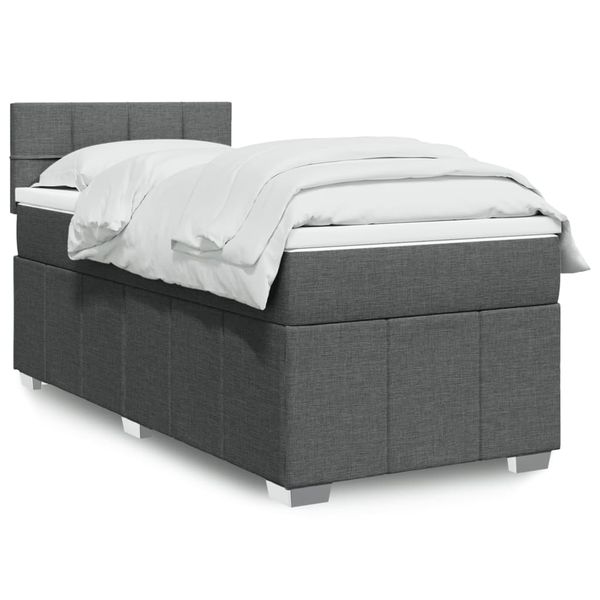 vidaXL Posteľný rám boxsping s matracom tmavosivý 80x200 cm látka
