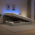 vidaXL LED úložná posteľ s matracom Tmavosivá 200 x 200 cm Látka