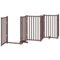 vidaXL Brána pre psa s dvere sklad. 9 pan. hnedá 450 cm topoľové drevo