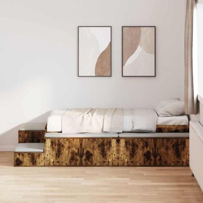 vidaXL Rám postele s úložným prostorem Dymová dub 80 cm