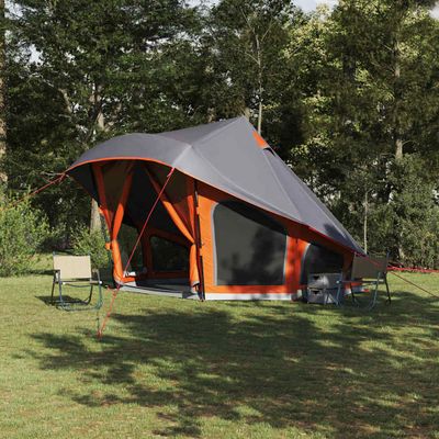 vidaXL Tipi stan so strechou Šedá a oranžová 508 x 470 x 300 cm taft