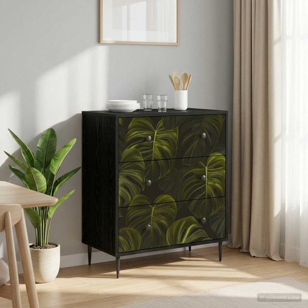 vidaXL Příborník ELBURG Tlač z palmových listov 66 x 36,5 x 76 cm