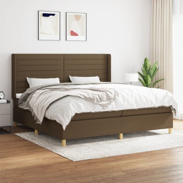 vidaXL Boxspring posteľ s matracom tmavohnedá 200x200 cm látka