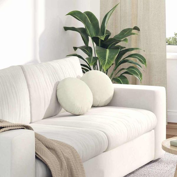 vidaXL Vankúše na sedenie 2 pcs Krémová Ø30 x 13 cm Zamat