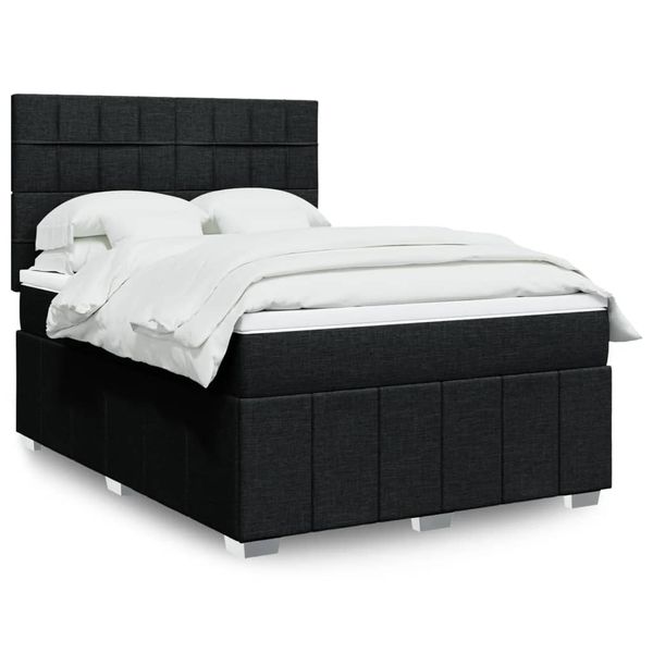 vidaXL Posteľný rám boxspring s matracom čierny 140x200 cm látka