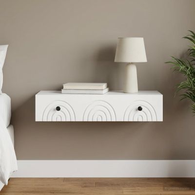 vidaXL Nástenný bočný stôl Biela 87,5 x 34,5 x 17 cm Kompozitné drevo