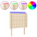 vidaXL Čelo postele s LED krémové 103x16x118/128 cm látka
