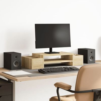 vidaXL Stojan na monitor s policou dub sonoma 70x27x15 cm kompoz.drevo