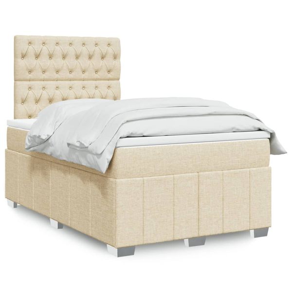 vidaXL Boxspring posteľ s matracom krémový 120x200 cm látka