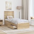 vidaXL Rám postele Sonoma dub a striebro 70 x 190 cm Kompozitné drevo