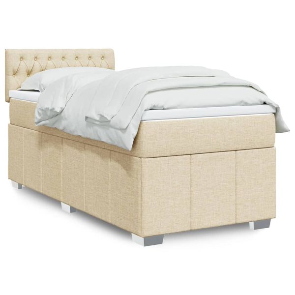 vidaXL Posteľný rám boxsping s matracom krémový 80x200 cm látka