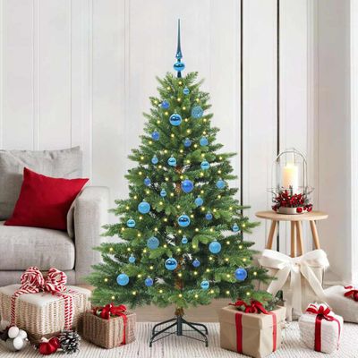 vidaXL Umelý vianočný stromček s 150 LED-i Zelená 150 cm PE a PVC