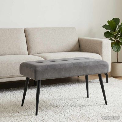 vidaXL Lavica s gombíkovým prešívaním Tmavosivá 80 x 40 x 46 cm Zamat