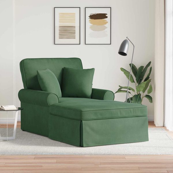 vidaXL Pufa s sukňou s vankúšom 3 pcs Jungle Green Kordúrová tkanina