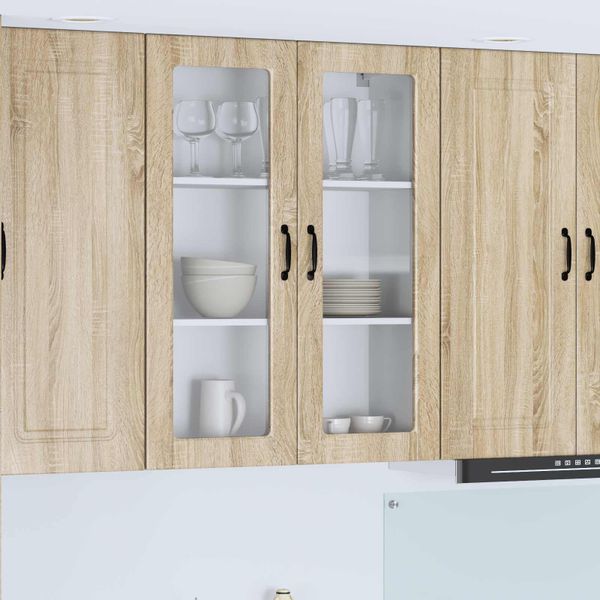 vidaXL Nástenný sklenený kabinet PORTO Sonoma dub 80 x 31 x 100 cm