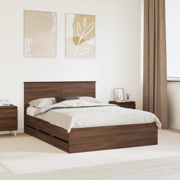 vidaXL Rám postele Hnedý dub 150 x 200 cm Inžinierske drevo