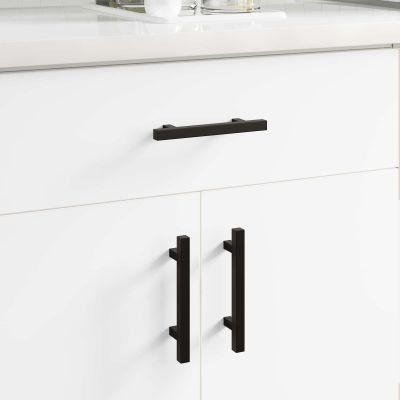 vidaXL Rukoväť skrine 12 pcs Čierna 150 x 12,3 x 35,2 mm Nerezová oceľ