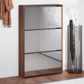 vidaXL Botník so zrkadlom 3-poschodový hnedý dub 63x17x102,5 cm