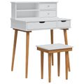 vidaXL Sada toaletného stolíka FAUSKE 3 ks Biela 76 x 50 x 103,5 cm