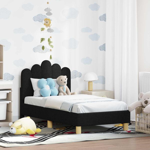 vidaXL Rám detskej postele s čelom Čierna 70 x 140 cm Látka