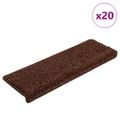 vidaXL Schodové rohože 20 ks 65x21x4 cm hnedé s obdĺžnikovým okrajom