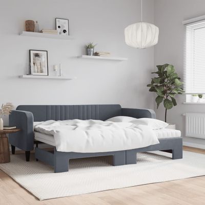 vidaXL Rozkladacia denná posteľ s matracmi tmavozelená 90x200 cm zamat