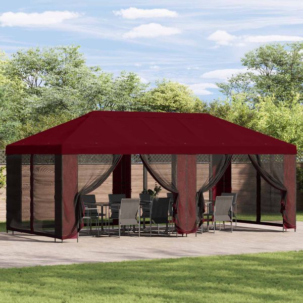 vidaXL Kryt altánku s bočnými stenami Vínovo červená 600,5 x 300,5 cm