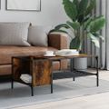 vidaXL Konferenčný stolík s regálom dymový dub 100x51x40 cm komp.drevo