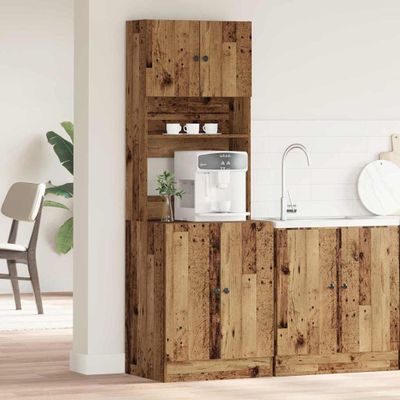vidaXL Kuchynský bufet s poličkou 2 pcs Staré drevo 60 x 50 x 180 cm
