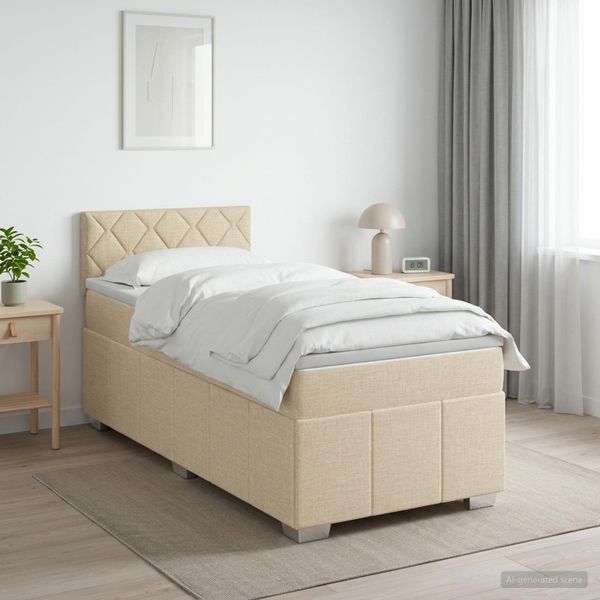 vidaXL Posteľ boxspring s matracom Krémová 80 x 200 cm Látka