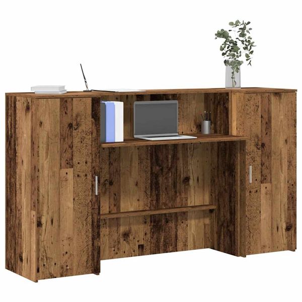vidaXL Recepčný stôl staré drevo 180x50x103,5 cm kompozitné drevo