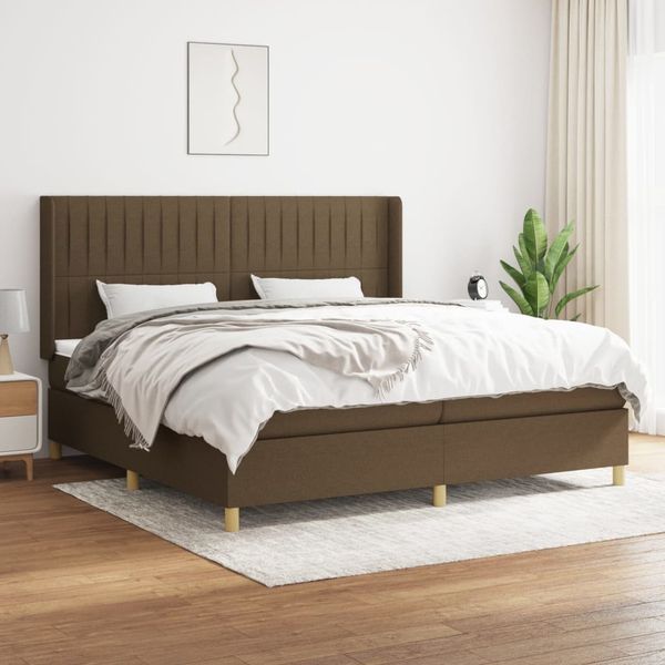 vidaXL Boxspring posteľ s matracom tmavohnedá 200x200 cm látka