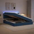 vidaXL LED úložná posteľ s matracom Modrá 140 x 200 cm Látka
