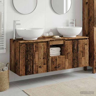 vidaXL Set kabinetov do kúpeľne 3 ks Staré drevo 49,5 x 44,5 x 65 cm