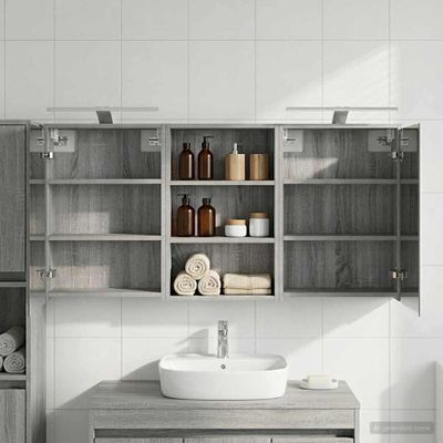 vidaXL Set kabinetov do kúpeľne s poličkou 3 pcs 126 x 16 x 62.5 cm
