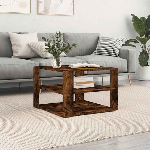 vidaXL Konferenčný stolík dymový dub 58x58x40 cm kompozitné drevo