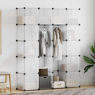 vidaXL Modulárna skrinka so 14 priečinkami, biela 37x146x180,5 cm