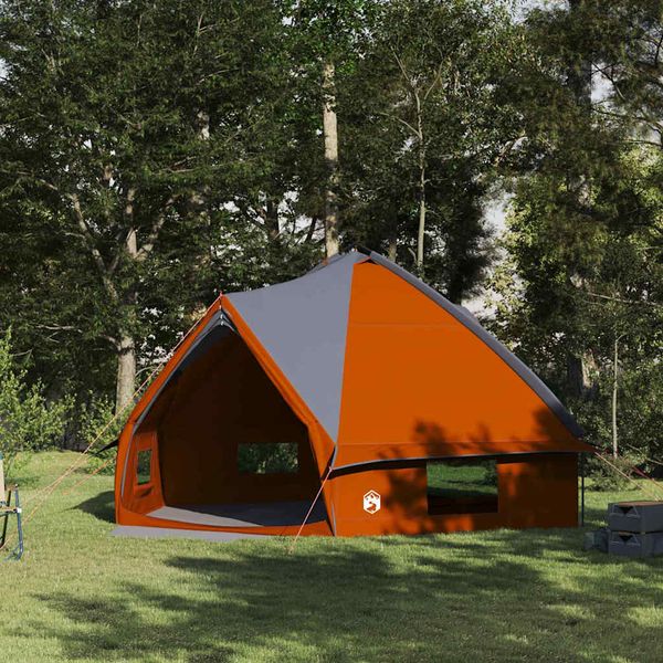 vidaXL Teepee stan pre 10 osôb Šedá a oranžová 567 x 470 x 242 cm