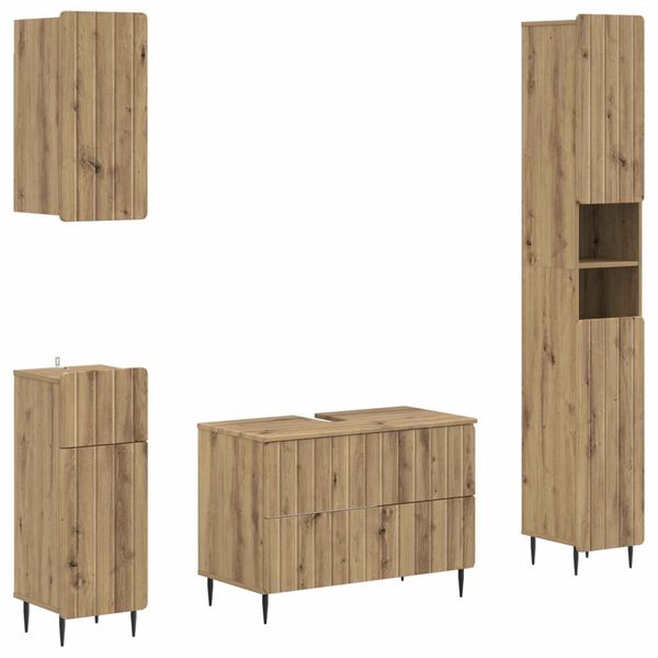 vidaXL Súprava kúpeľňových skríň v 4 kusoch ZWOLLE Dub artisan