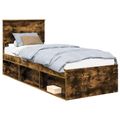 vidaXL Rám postele Dymová dub 75 x 190 cm Masívne borovicové drevo