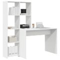 vidaXL Stôl s poličkou Biela 138,5 x 55 x 143 cm Kompozitné drevo
