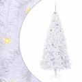 vidaXL Umelý vianočný stromček s 300 LED-i Biela 210 cm PVC a oceľ