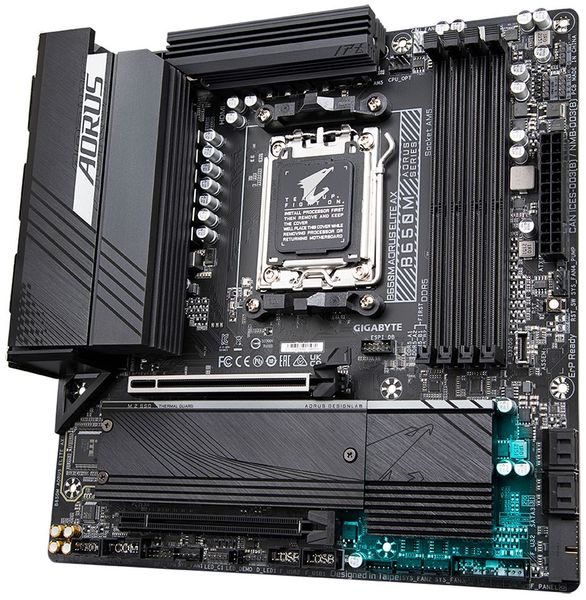 GIGABYTE B650M AORUS ELITE AX/AM5/mATX Základná doska, AMD B650, AM5, 4x DDR5 DIMM (max. 128GB), 2x M.2, HDMI, DisplayPort, USB typ C, Wi-Fi, mATX