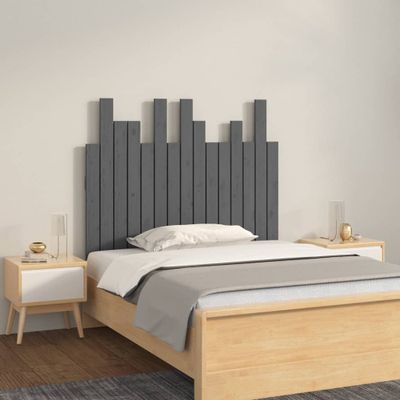 vidaXL Nástenné čelo postele sivé 95,5x3x80 cm masívna borovica