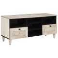 vidaXL TV skrinka Bielená biela 100 x 33 x 46 cm Masívne mango drevo
