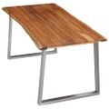 vidaXL Jedálenský stôl 160x80x75 cm masívne akáciové drevo a nehrdzavejúca oceľ